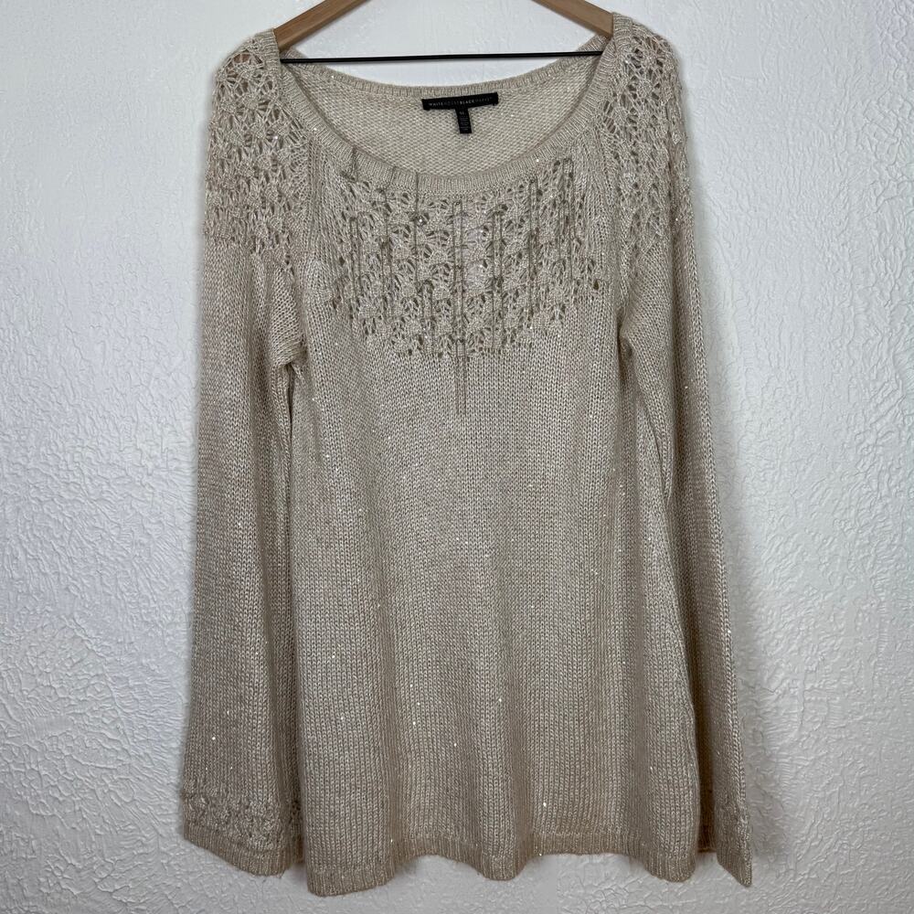 White House Black Market WHBM Sequin Fringe Sweater NWT Size XL